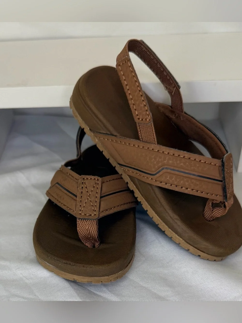 Kids Brown Backstrap Flip Flop Sandals
